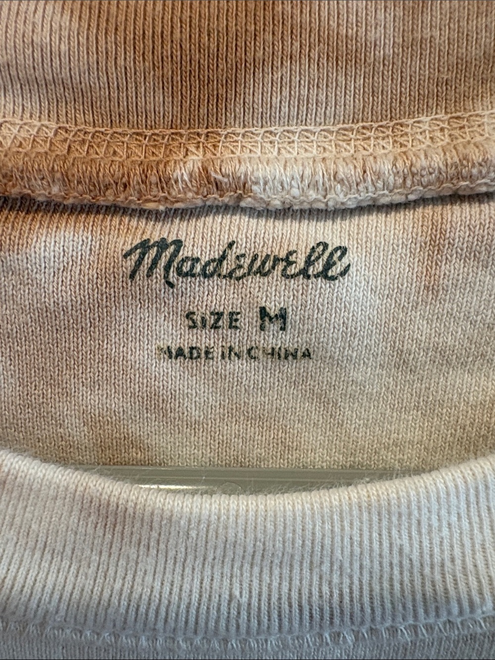 Madewell Tie-Dye Crewneck Sweatshirt in Cream and Brown ptp 19 length 22 - Picture 2 of 7